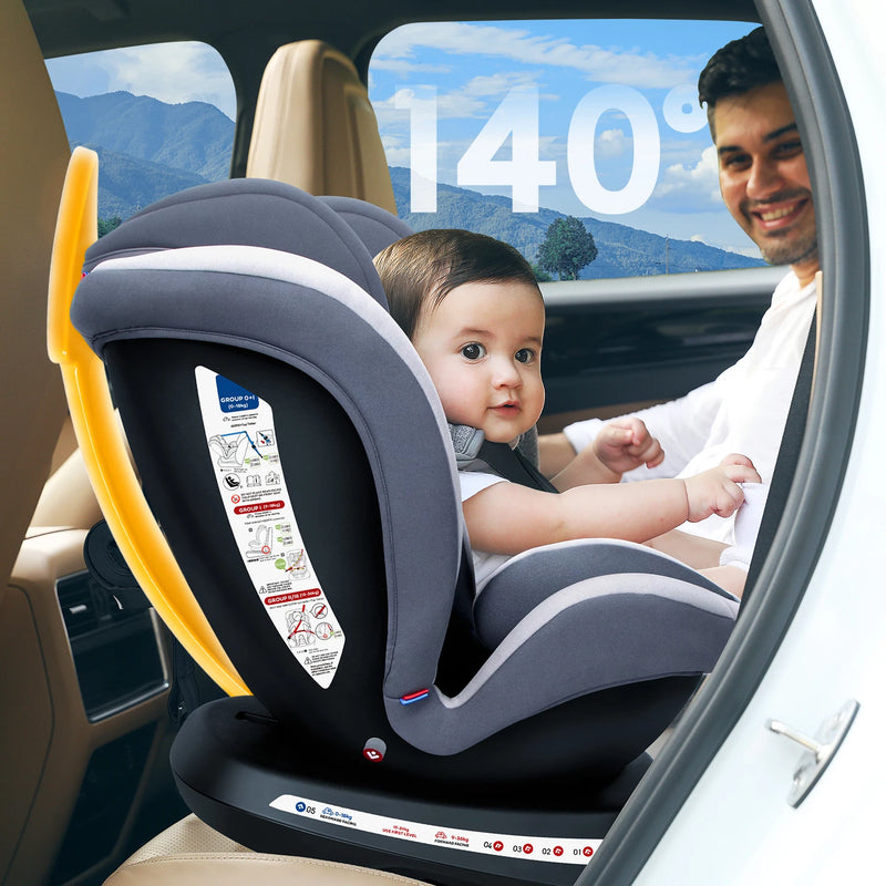 Reecle ISOFIX Car Seat 360° Swivel, Newborn–12 Years, ISOFIX + Top Tether