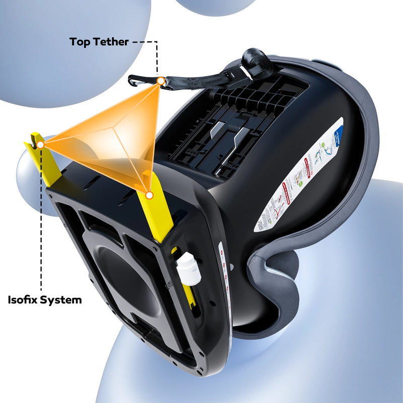 Reecle ISOFIX Car Seat 360° Swivel, Newborn–12 Years, ISOFIX + Top Tether