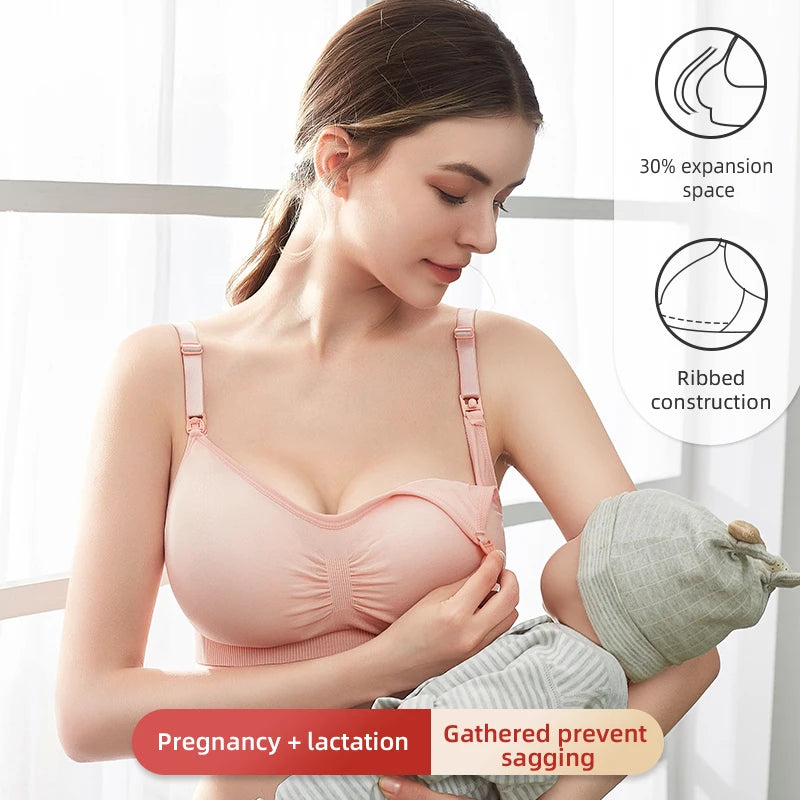 Plus Size Nursing Bra – Breathable, Seamless, Push Up Maternity Underwear