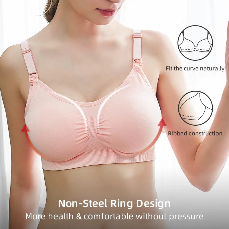 Plus Size Nursing Bra – Breathable, Seamless, Push Up Maternity Underwear