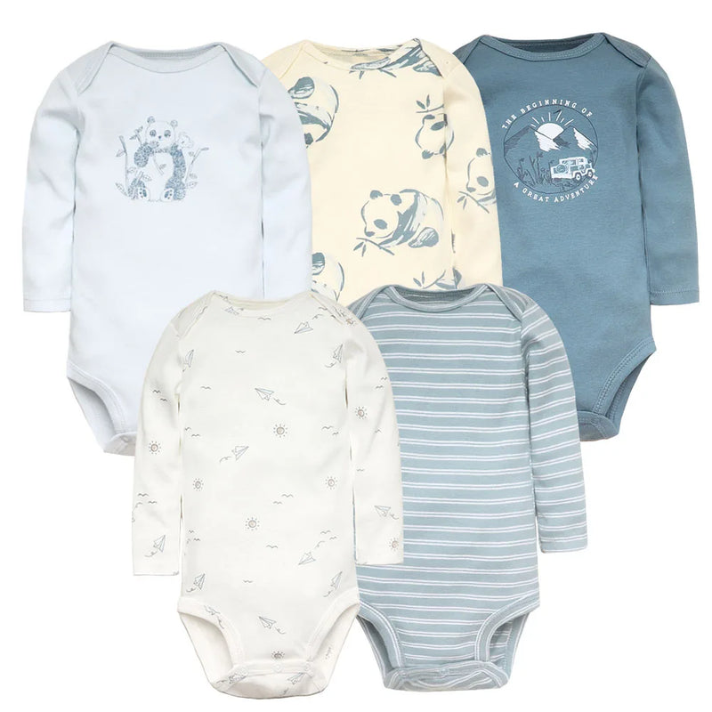 Baby Bodysuits 5pcs Set – 100% Cotton Newborn & Toddler Clothes