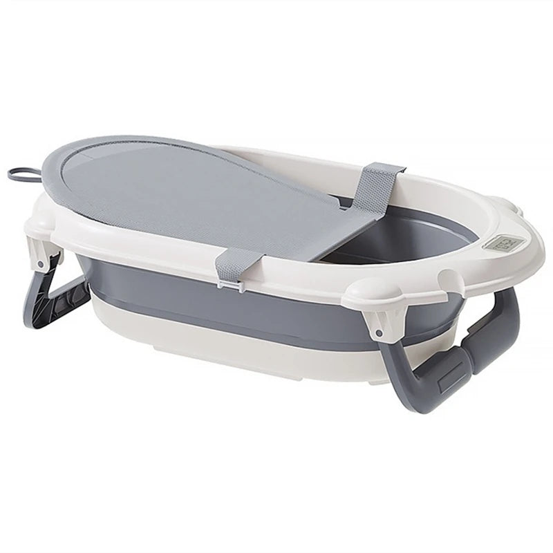 4 in 1 Foldable Baby Bath Tub Set – Safe Ergonomic Newborn Bathtub with Mat