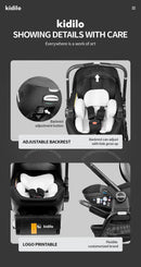 3-in-1 Baby Stroller with Safety Seat, Portable for Ages 0-2