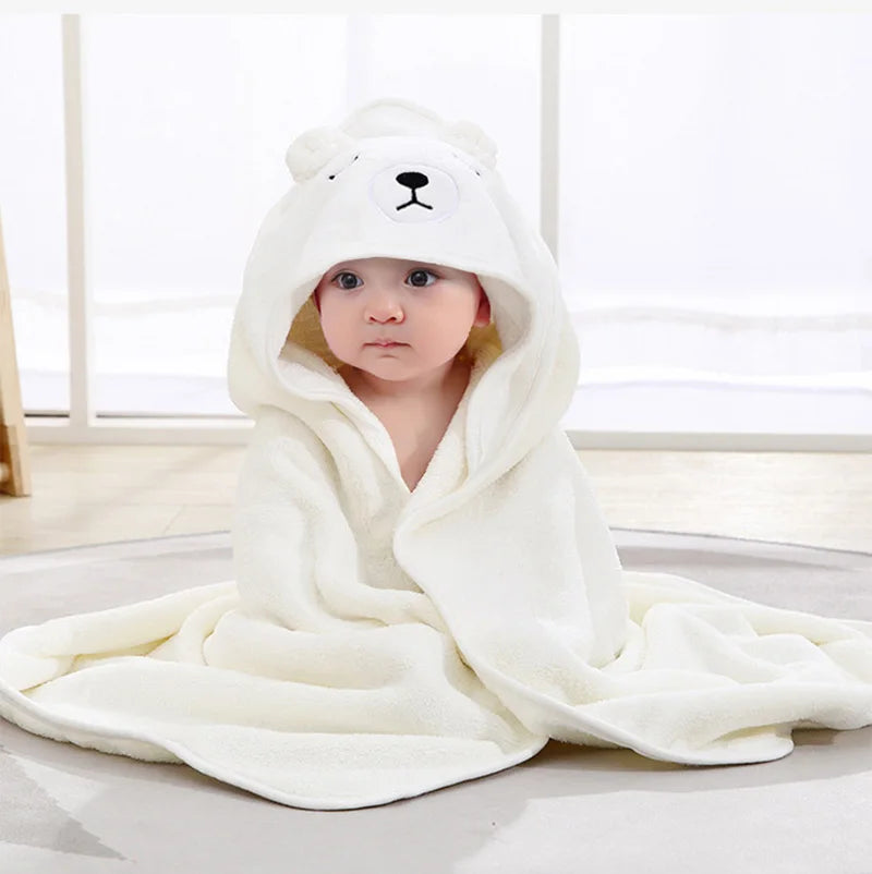 Cartoon Baby Hooded Bath Towel – Soft Newborn Blanket & Toddler Bathrobe