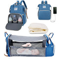 3-in-1 Waterproof Diaper Bag Backpack with Foldable Baby Bed & USB Charging – 3 Styles
