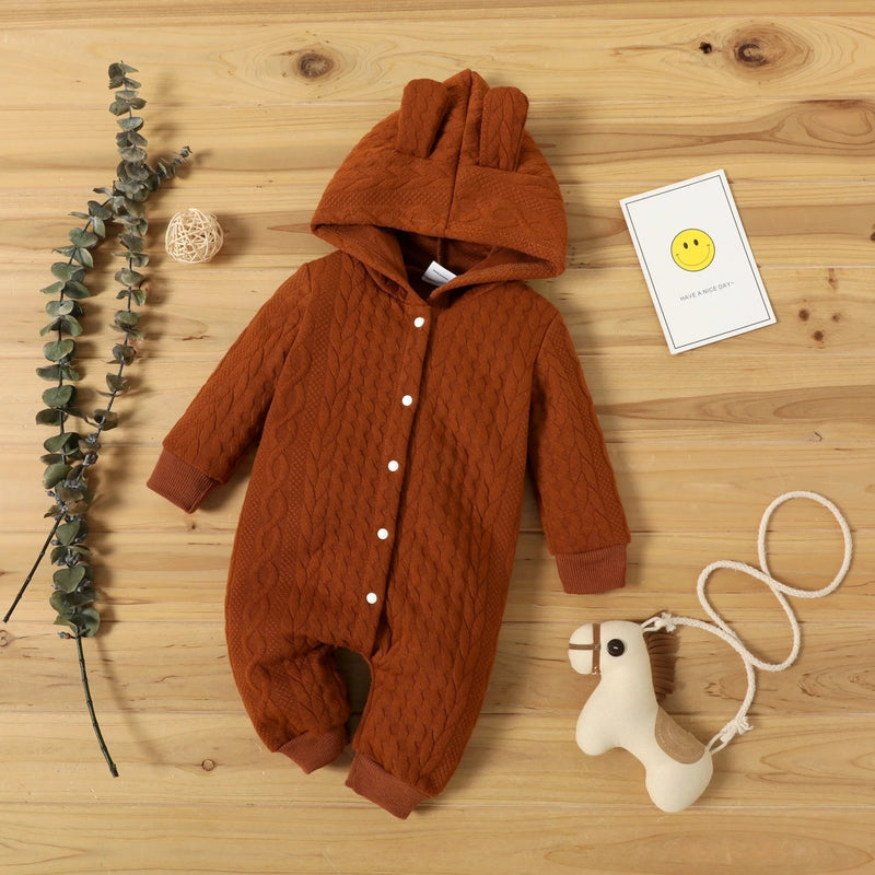 Autumn Winter Baby Romper – Hooded Long Sleeve Jumpsuit for Boys & Girls