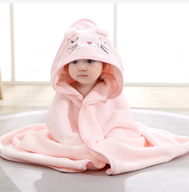 Cartoon Baby Hooded Bath Towel – Soft Newborn Blanket & Toddler Bathrobe