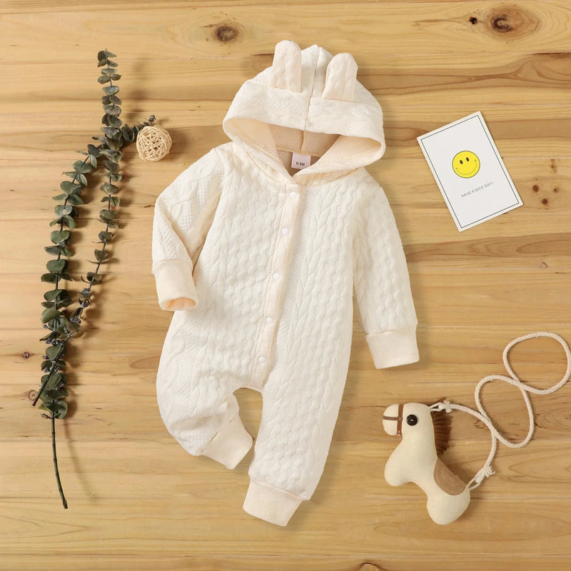 Autumn Winter Baby Romper – Hooded Long Sleeve Jumpsuit for Boys & Girls