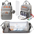 3-in-1 Waterproof Diaper Bag Backpack with Foldable Baby Bed & USB Charging – 3 Styles