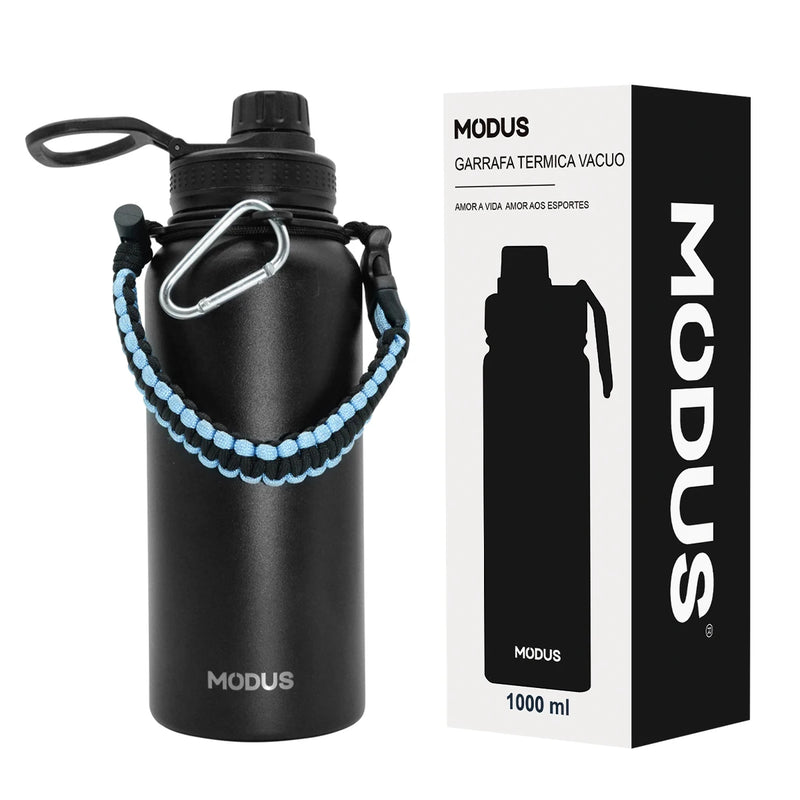 Stainless Steel Vacuum Insulated Water Bottle, Wide Mouth Sports Bottle, Leak Proof Lid with Cord