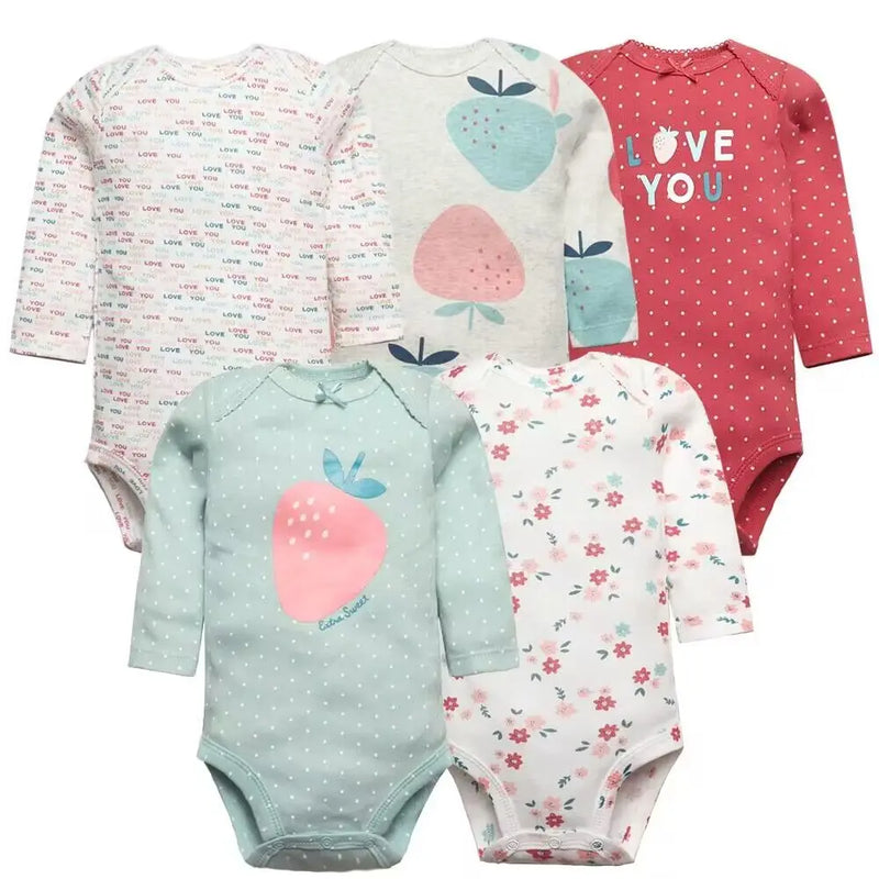 Baby Bodysuits 5pcs Set – 100% Cotton Newborn & Toddler Clothes