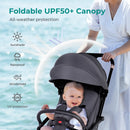 Baby Stroller for Toddlers up to 22KG – Compact, Lightweight, One-Hand Fold, UPF 50+ Canopy