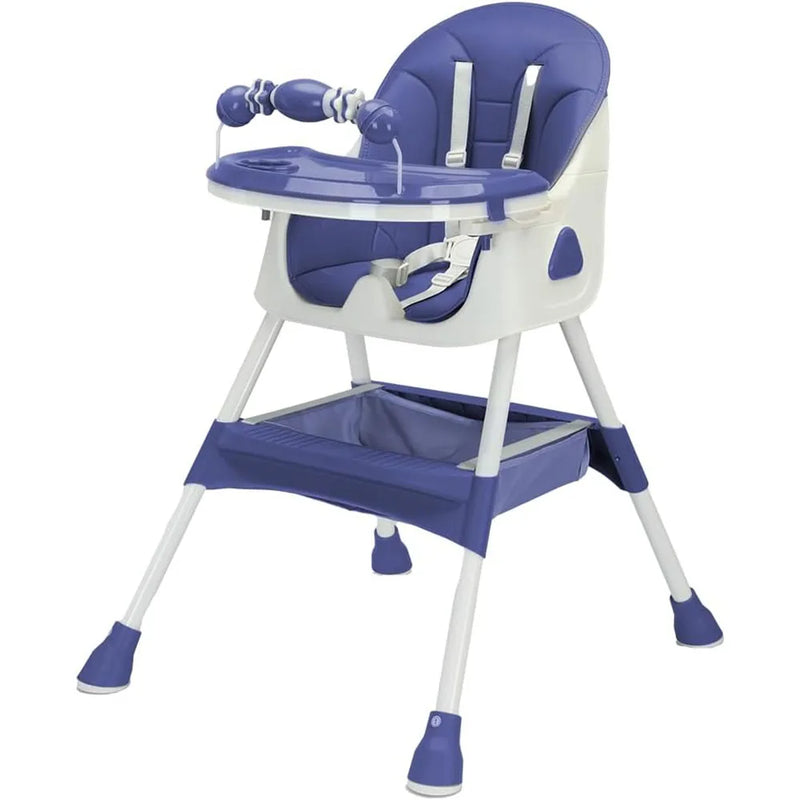 Foldable Baby High Chair 6+ Months, Antislip Pad & Toy Rack, Easy-Clean, E500