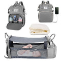 3-in-1 Waterproof Diaper Bag Backpack with Foldable Baby Bed & USB Charging – 3 Styles