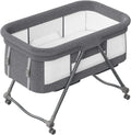 UBRAVOO Baby Travel Cot with Mattress & Silent Wheels, Convertible Rocking Crib