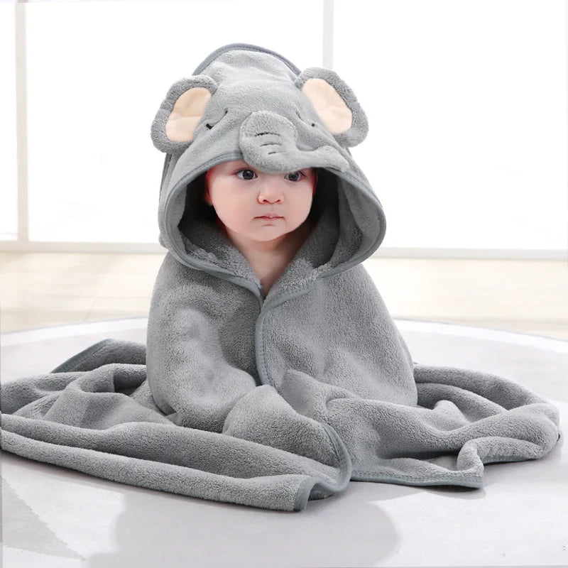 Cartoon Baby Hooded Bath Towel – Soft Newborn Blanket & Toddler Bathrobe