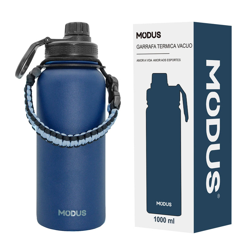 Stainless Steel Vacuum Insulated Water Bottle, Wide Mouth Sports Bottle, Leak Proof Lid with Cord