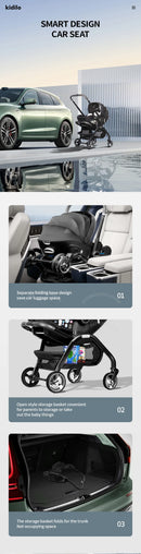 3-in-1 Baby Stroller with Safety Seat, Portable for Ages 0-2