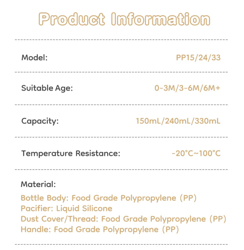 150/240/330ML Baby PP Feeding Bottle with Handle – Newborn Milk Bottle