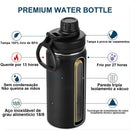 Stainless Steel Vacuum Insulated Water Bottle, Wide Mouth Sports Bottle, Leak Proof Lid with Cord