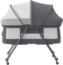 UBRAVOO Baby Travel Cot with Mattress & Silent Wheels, Convertible Rocking Crib