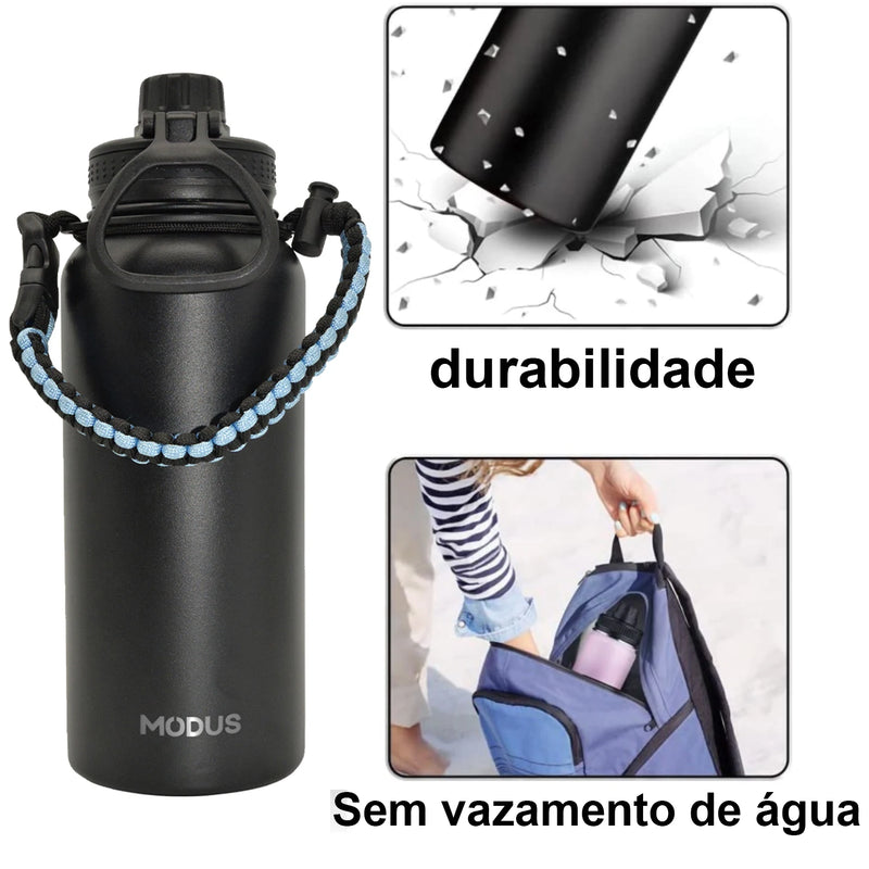 Stainless Steel Vacuum Insulated Water Bottle, Wide Mouth Sports Bottle, Leak Proof Lid with Cord