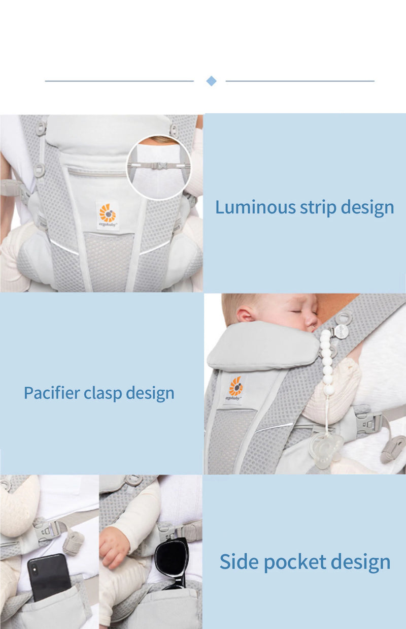Ergobaby Breathable Mesh Baby Carrier, All Positions, 7–45 lbs