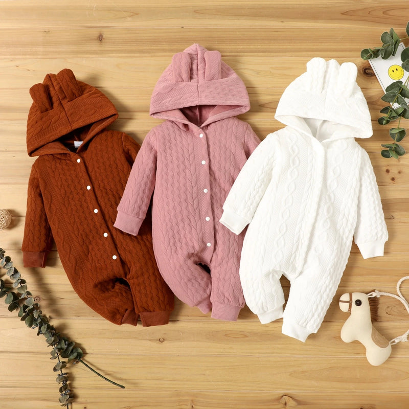 Autumn Winter Baby Romper – Hooded Long Sleeve Jumpsuit for Boys & Girls