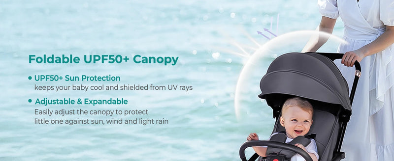 Baby Stroller for Toddlers up to 22KG – Compact, Lightweight, One-Hand Fold, UPF 50+ Canopy