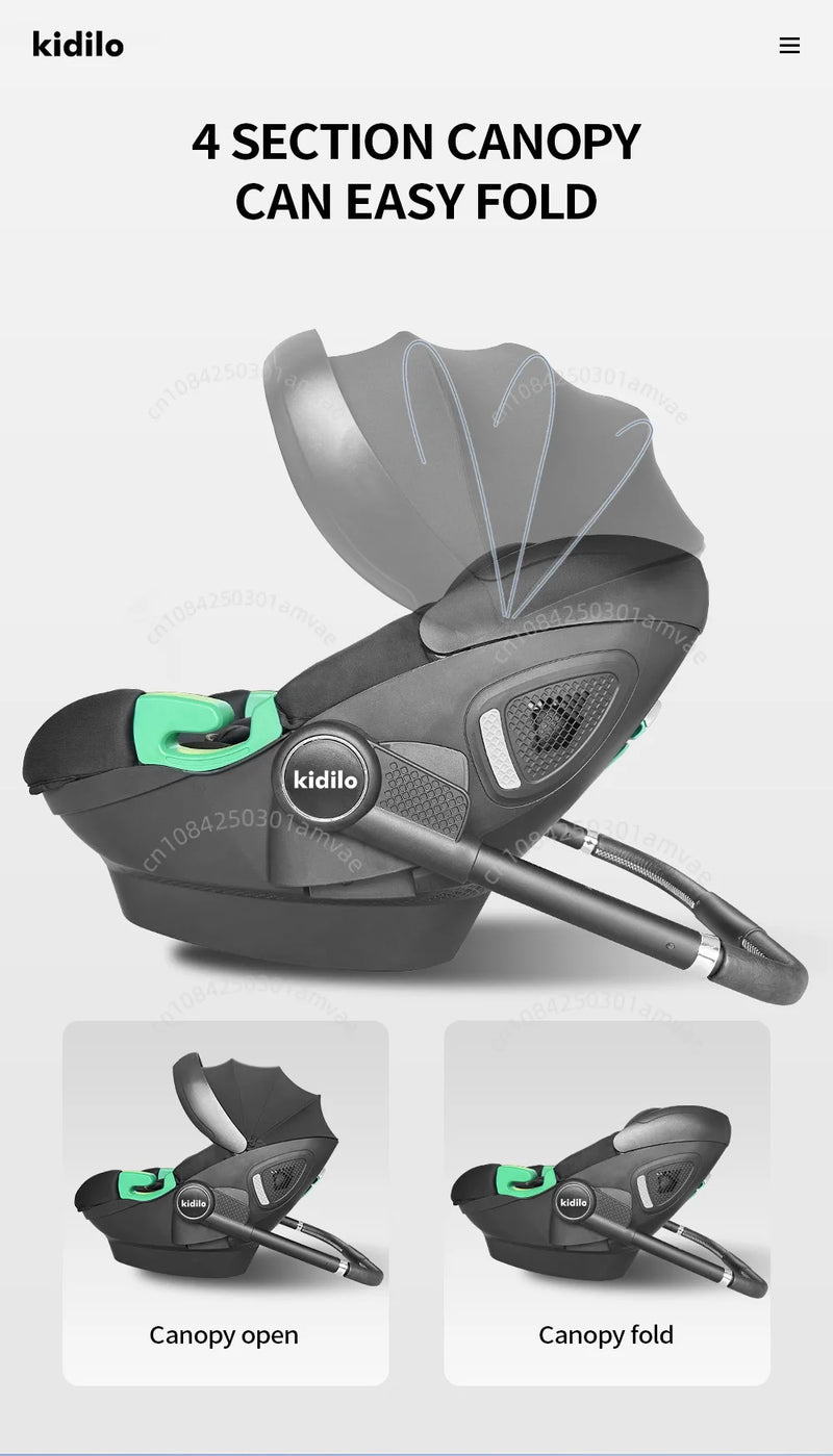 3-in-1 Baby Stroller with Safety Seat, Portable for Ages 0-2