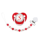 Red Pacifier Newborn Dummy Luxury Pearls Clip Chain Set Letters Infant Soother Baby Shower Gift Silicone Toddler Teether