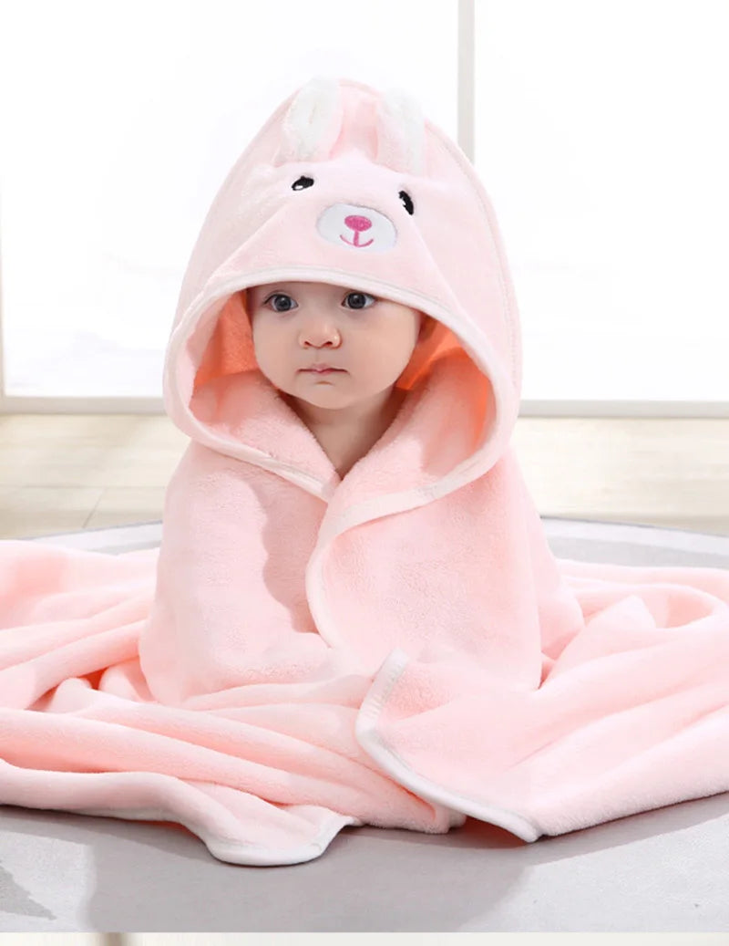 Cartoon Baby Hooded Bath Towel – Soft Newborn Blanket & Toddler Bathrobe