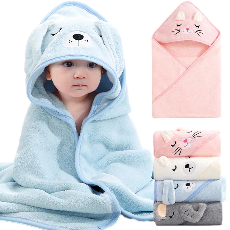 Cartoon Baby Hooded Bath Towel – Soft Newborn Blanket & Toddler Bathrobe