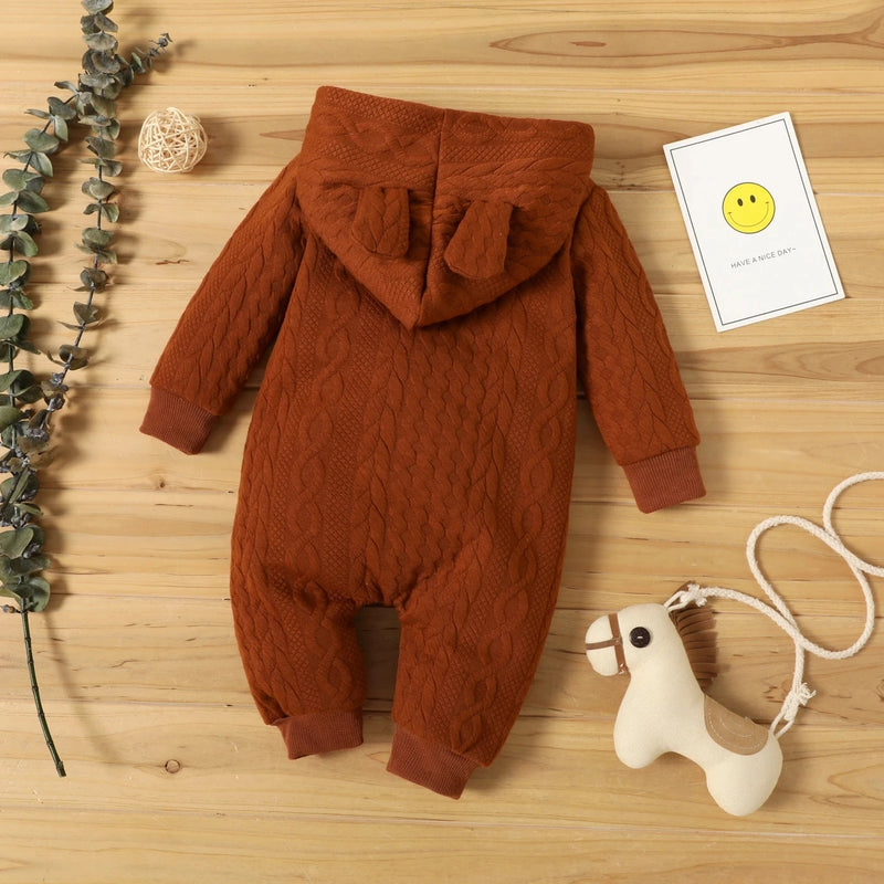 Autumn Winter Baby Romper – Hooded Long Sleeve Jumpsuit for Boys & Girls