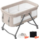 UBRAVOO Baby Travel Cot with Mattress & Silent Wheels, Convertible Rocking Crib
