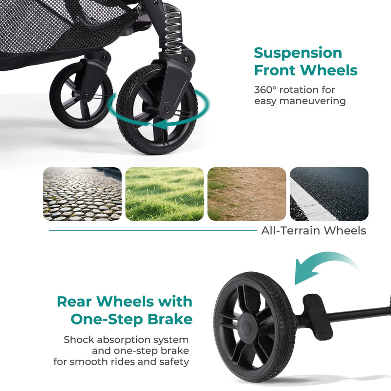 Baby Stroller for Toddlers up to 22KG – Compact, Lightweight, One-Hand Fold, UPF 50+ Canopy