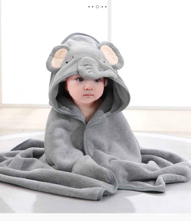 Cartoon Baby Hooded Bath Towel – Soft Newborn Blanket & Toddler Bathrobe
