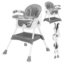 Foldable Baby High Chair 6+ Months, Antislip Pad & Toy Rack, Easy-Clean, E500