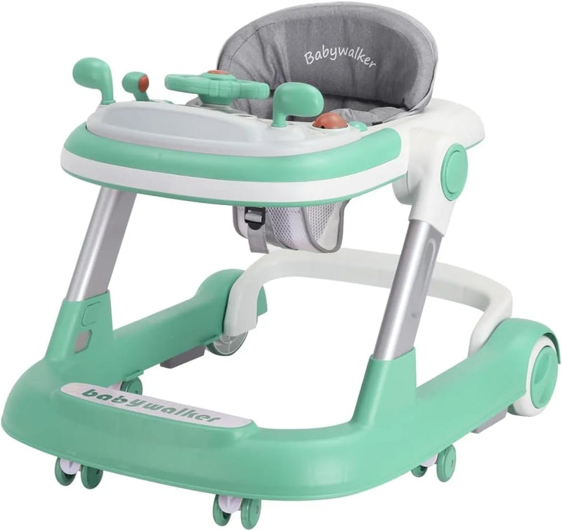 2-in-1 Foldable Baby Walker with Removable Tray & Music (No Battery)