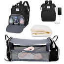 3-in-1 Waterproof Diaper Bag Backpack with Foldable Baby Bed & USB Charging – 3 Styles