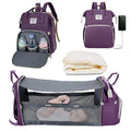 3-in-1 Waterproof Diaper Bag Backpack with Foldable Baby Bed & USB Charging – 3 Styles