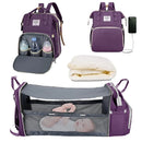 3-in-1 Waterproof Diaper Bag Backpack with Foldable Baby Bed & USB Charging – 3 Styles