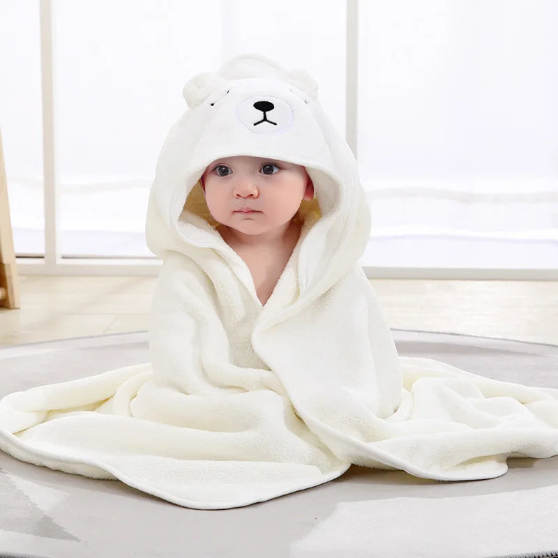 Cartoon Baby Hooded Bath Towel – Soft Newborn Blanket & Toddler Bathrobe