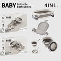 4 in 1 Foldable Baby Bath Tub Set – Safe Ergonomic Newborn Bathtub with Mat
