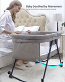 UBRAVOO Baby Travel Cot with Mattress & Silent Wheels, Convertible Rocking Crib