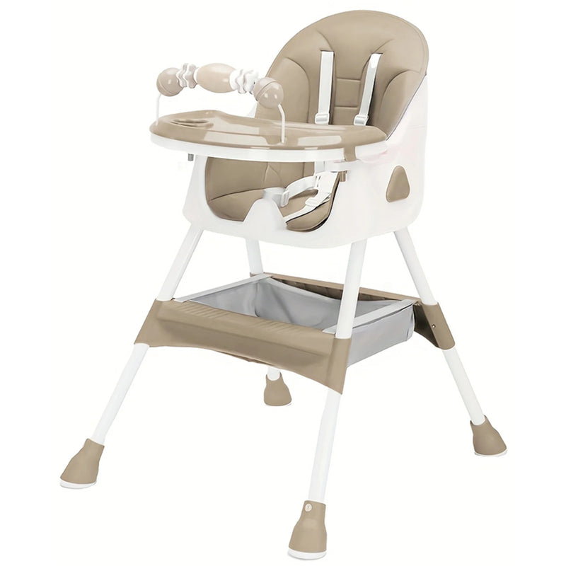 Foldable Baby High Chair 6+ Months, Antislip Pad & Toy Rack, Easy-Clean, E500