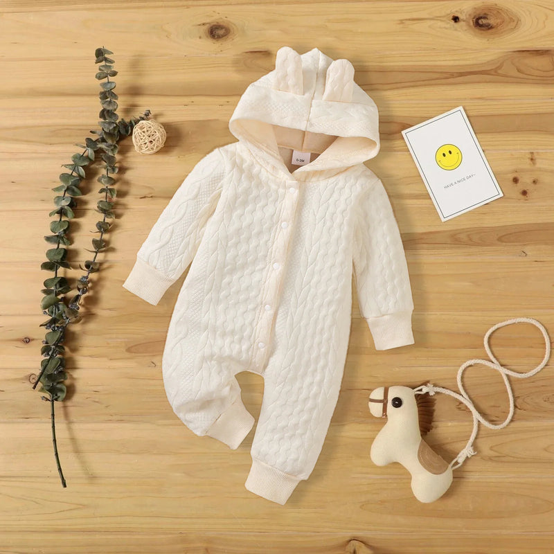 Autumn Winter Baby Romper – Hooded Long Sleeve Jumpsuit for Boys & Girls