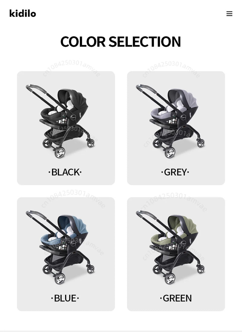 3-in-1 Baby Stroller with Safety Seat, Portable for Ages 0-2