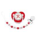 Red Pacifier Newborn Dummy Luxury Pearls Clip Chain Set Letters Infant Soother Baby Shower Gift Silicone Toddler Teether