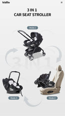 3-in-1 Baby Stroller with Safety Seat, Portable for Ages 0-2